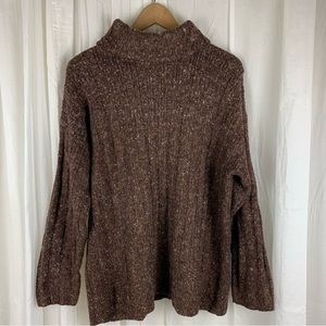 Foret de Framboise Brown Speckled Ribbed Turtleneck Sweater Size M Vintage‎
